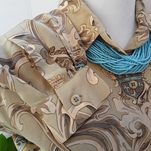 ELLEN TRACY LINDA ALLARD 100% SILK ROYAL CREST PRINT - Picture 4 of 8